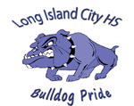 Bulldog representing Long Island City HS Bulldog Pride